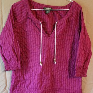 Eddie Bauer, Bright Pink 3/4 length sleeve blouse, Size Medium